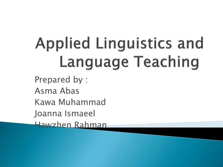 applied linguistics and language t eaching