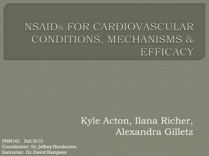 nsaids for cardiovascular conditions mechanisms efficacy