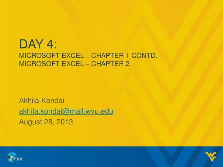 day 4 microsoft excel chapter 1 contd microsoft excel chapter 2