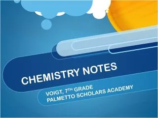 CHEMISTRY NOTES