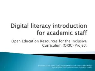 Digital literacy introduction for academic staff