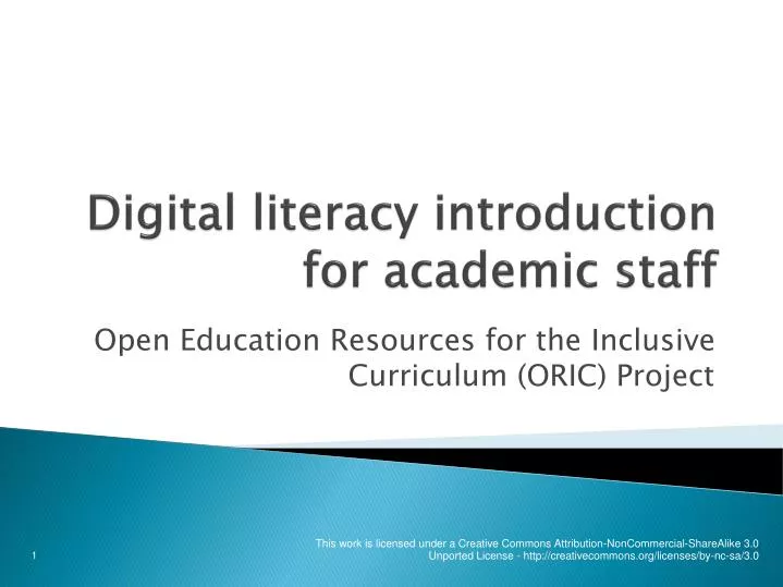 digital literacy introduction for academic staff