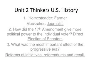 Unit 2 Thinkers U.S. History