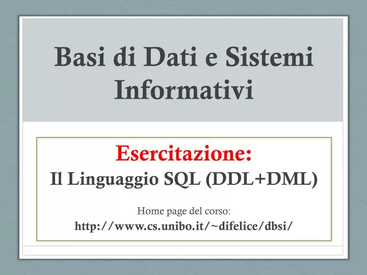 basi di dati e sistemi informativi