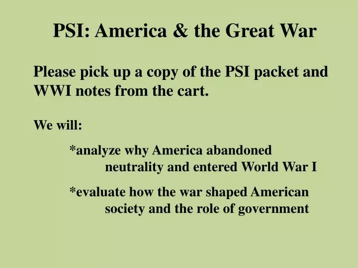 psi america the great war