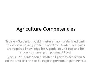 Agriculture Competencies