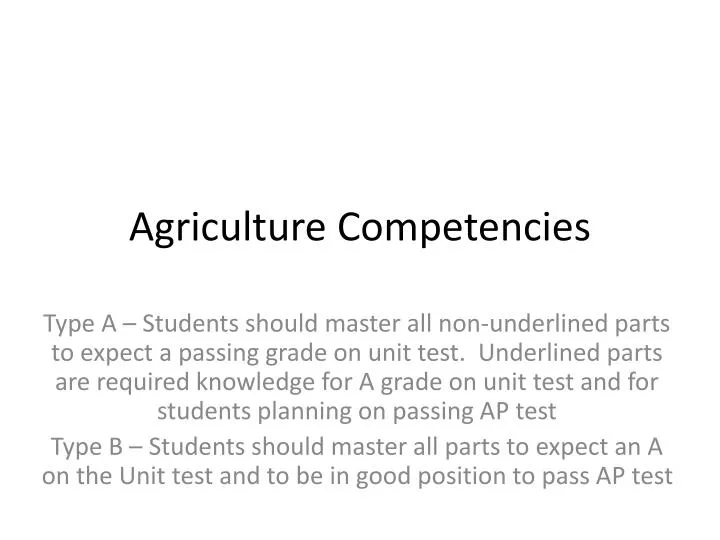agriculture competencies