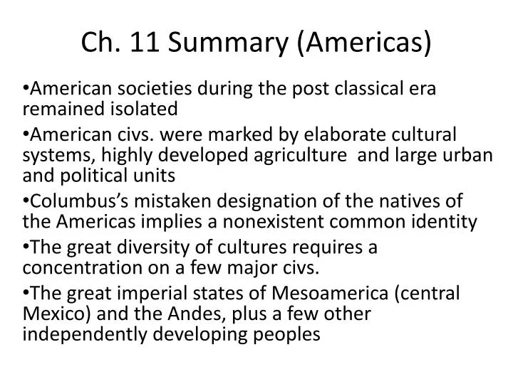 ch 11 summary americas