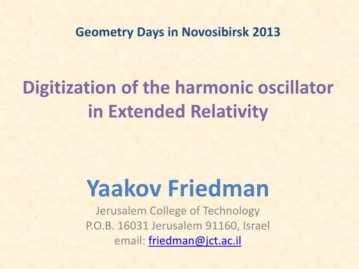 digitization of the harmonic oscillator in extended relativity