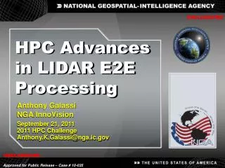 Anthony Galassi NGA/ InnoVision September 21, 2011 2011 HPC Challenge