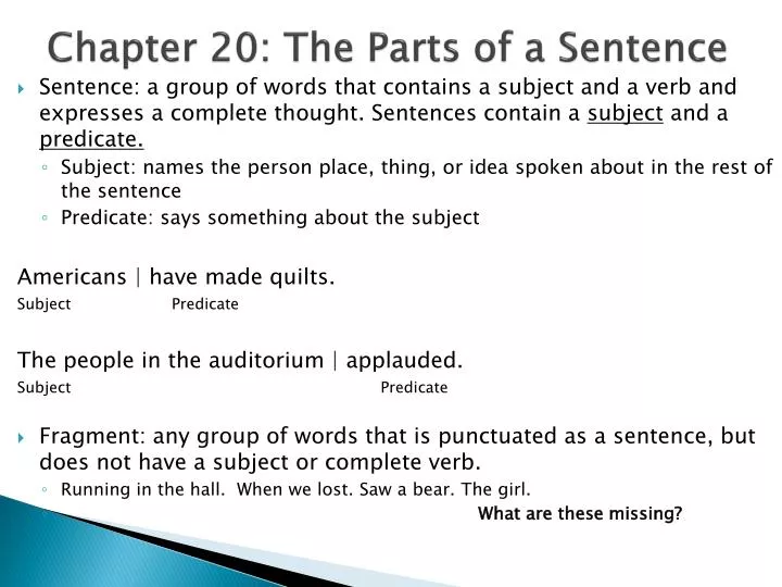 chapter 20 the parts of a sentence