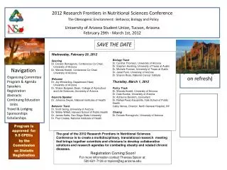 2012 Research Frontiers in Nutritional Sciences Conference