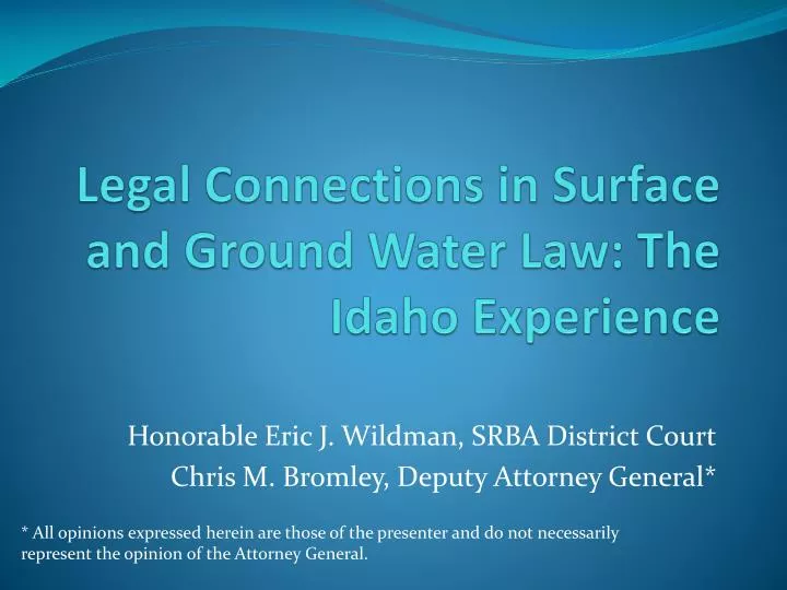 legal connections in surface and ground water law the idaho experience