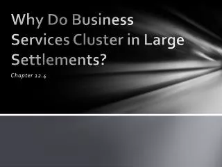 Why Do Business Services Cluster in Large Settlements?