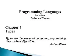 Programming Languages 2nd edition Tucker and Noonan