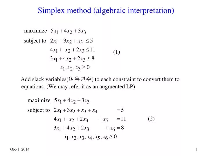 simplex method algebraic interpretation