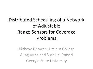 Distributed Scheduling of a Network of Adjustable Range Sensors for Coverage Problems