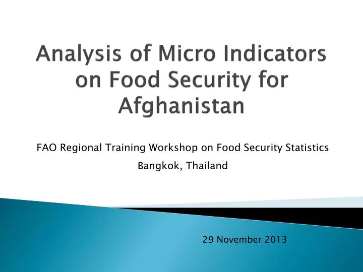 analysis of micro indicators on food security for afghanistan