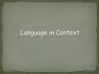 Language in Context