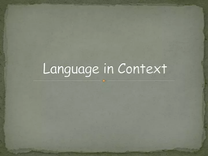 language in context