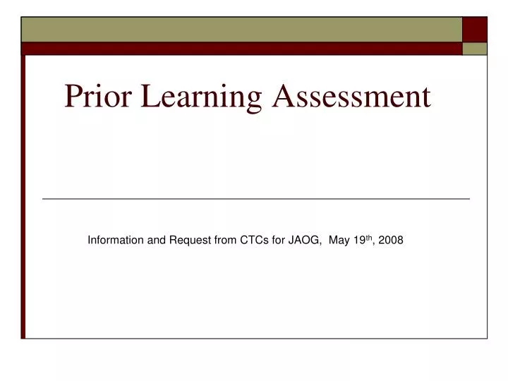 prior learning assessment