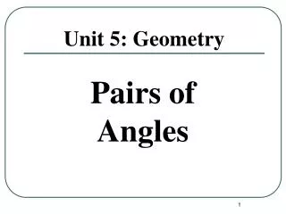 Unit 5 : Geometry