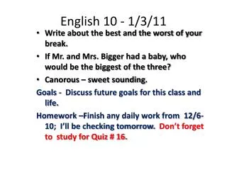English 10 - 1/3/11