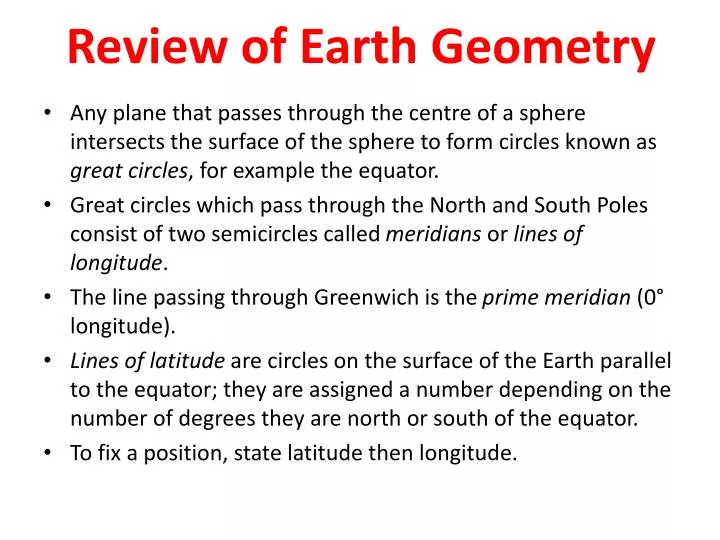 review of earth geometry