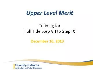 Upper Level Merit Training for Full Title Step VII to Step IX