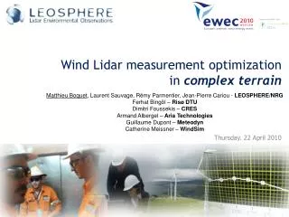 Wind Lidar measurement optimization in complex terrain