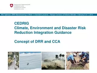 CEDRIG Climate, Environment and Disaster Risk Reduction Integration Guidance