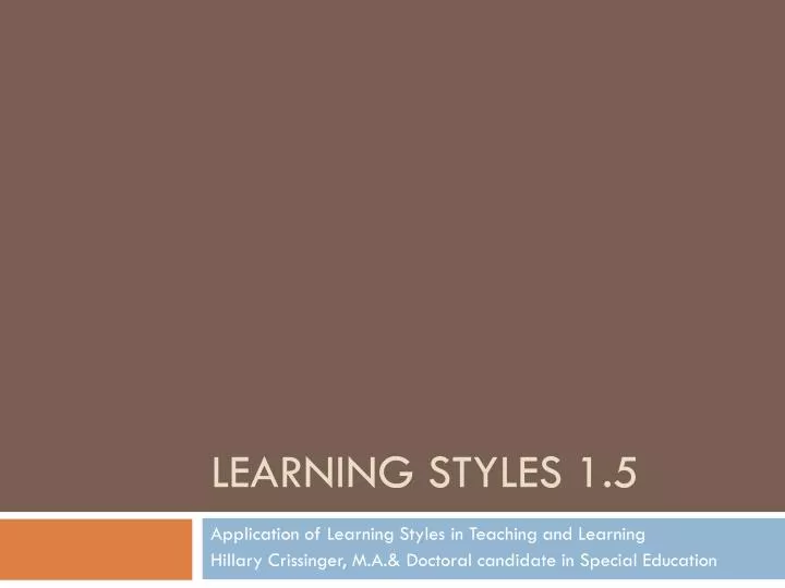 learning styles 1 5
