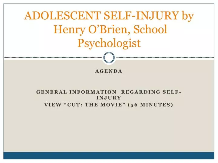 adolescent self injury by henry o brien school psychologist