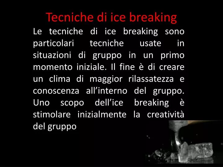 tecniche di ice breaking
