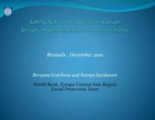 Safety Nets in the Western Balkans Design, Implementation and Performance