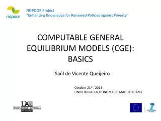 COMPUTABLE GENERAL EQUILIBRIUM MODELS (CGE): BASICS