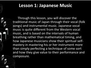 Lesson 1: Japanese Music