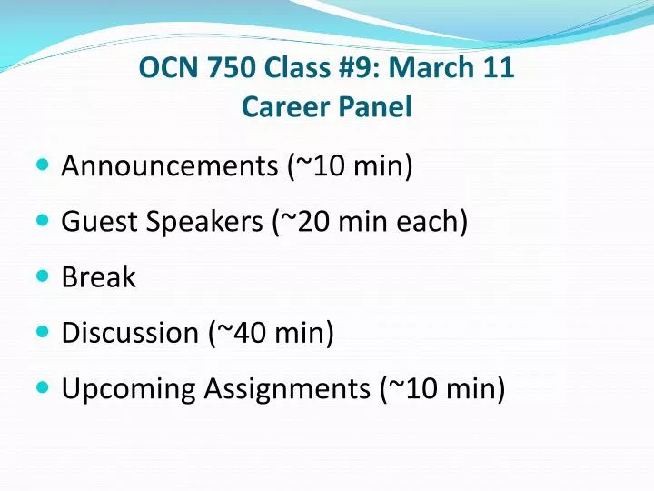 ocn 750 class 9 march 11 career panel