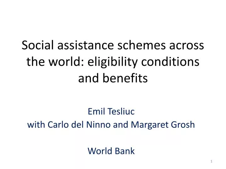 social assistance schemes across the world eligibility conditions and benefits