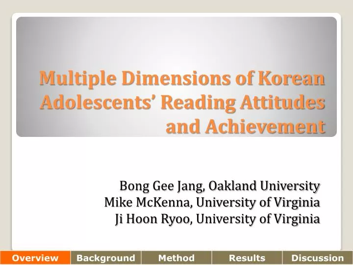multiple dimensions of korean adolescents reading attitudes and achievement