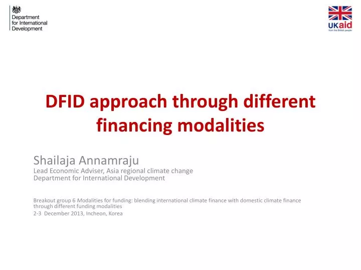 dfid approach through different financing modalities