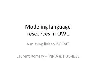 Modeling language resources in OWL