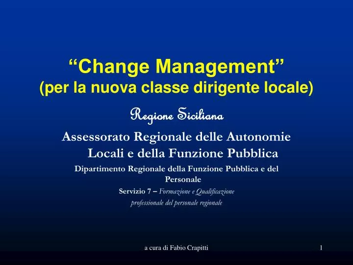change management per la nuova classe dirigente locale