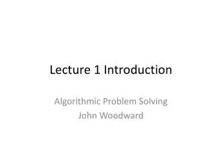 Lecture 1 Introduction