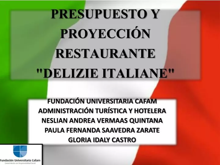 presupuesto y proyecci n restaurante delizie italiane