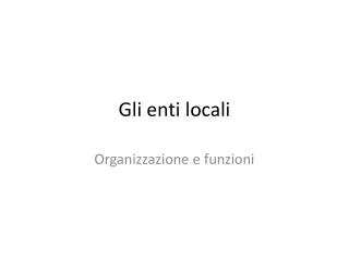 gli enti locali