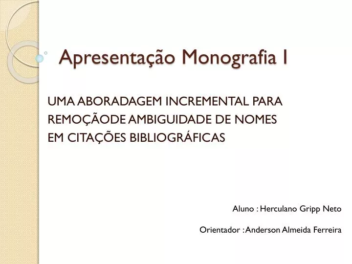 apresenta o monografia i