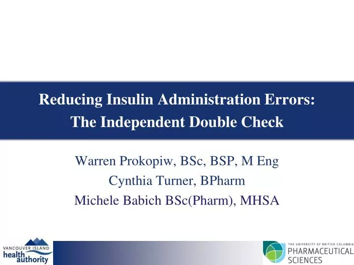 reducing insulin administration errors the independent double check