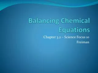 Balancing Chemical Equations