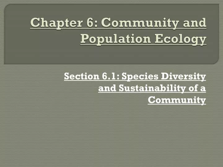 chapter 6 community and population ecology